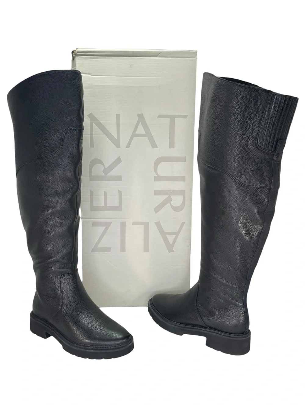 Naturalizer Scarlette Black Leather Wide Calf OTK Womens Boots Size 9M